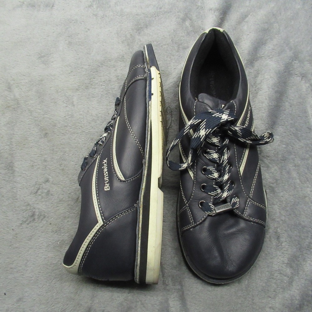 Brunswick Bowling Shoes Mens 8.5 Navy Leather Lace Up Causal Comfort Orthotic